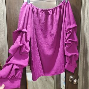 Vibrant Pink Off-Shoulder Blouse